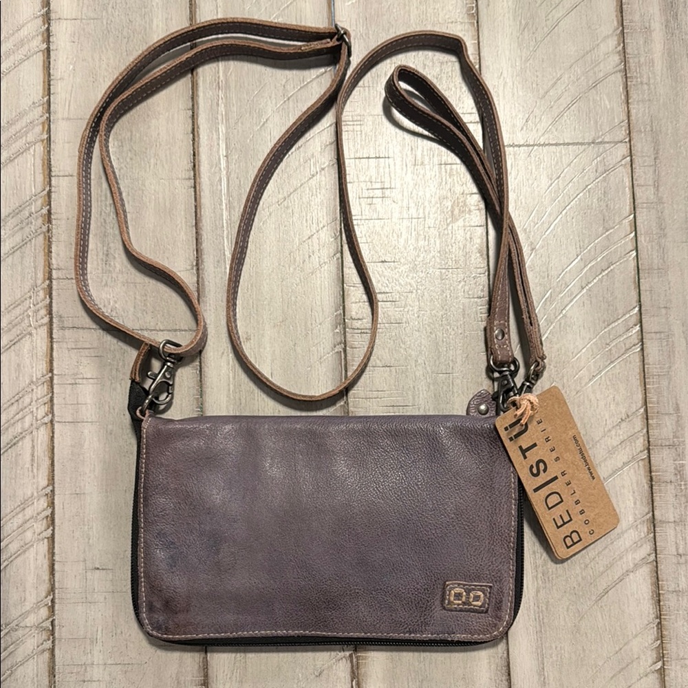 Bed Stu Leather Purple and Brown Crossbody Bag